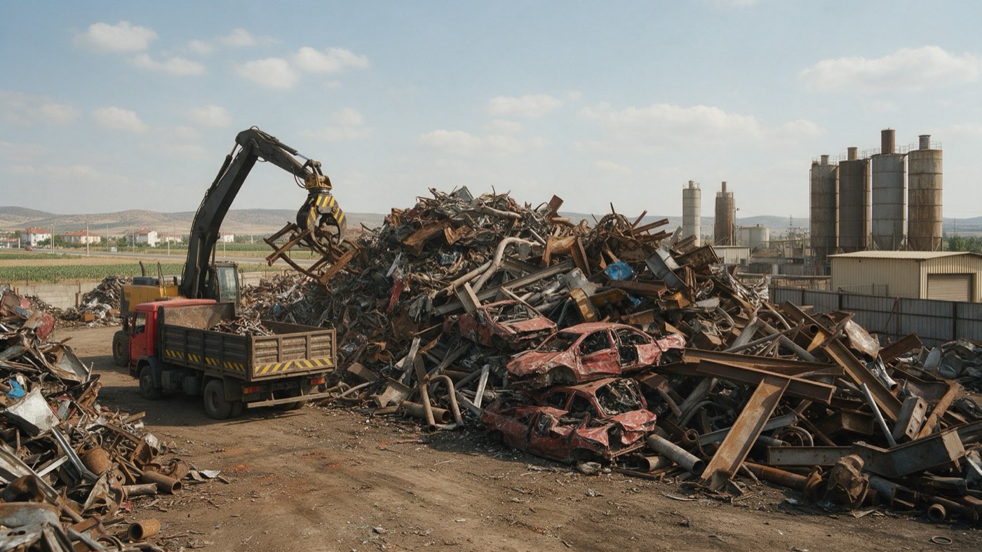 Mersin hurda metal deposu ve kepçeli kamyon